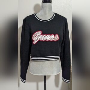 Guess Women's Black and White Sequined  Crop-top  Large